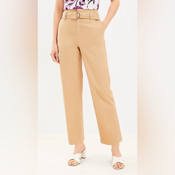 LOFT Pants - LOFT Belted Straight Pants in Twill